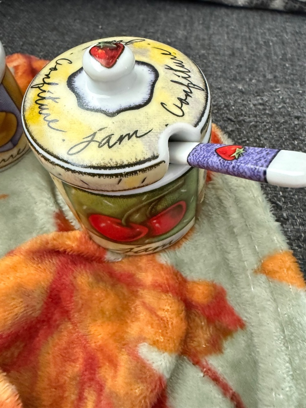 Jam pot with matching butter bell